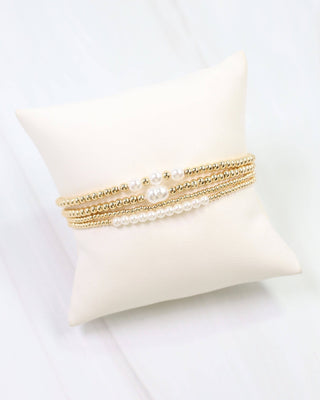 Bethany Pearl Beaded Bracelet Set - Gold - KJ Clothier
