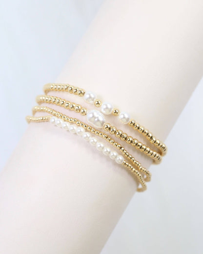 Bethany Pearl Beaded Bracelet Set - Gold - KJ Clothier
