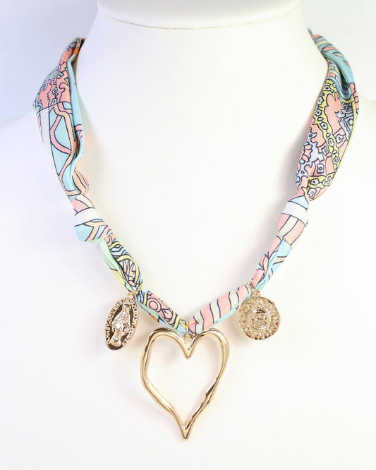 Betty Scarf Charm Necklace - Blue Multi - KJ Clothier