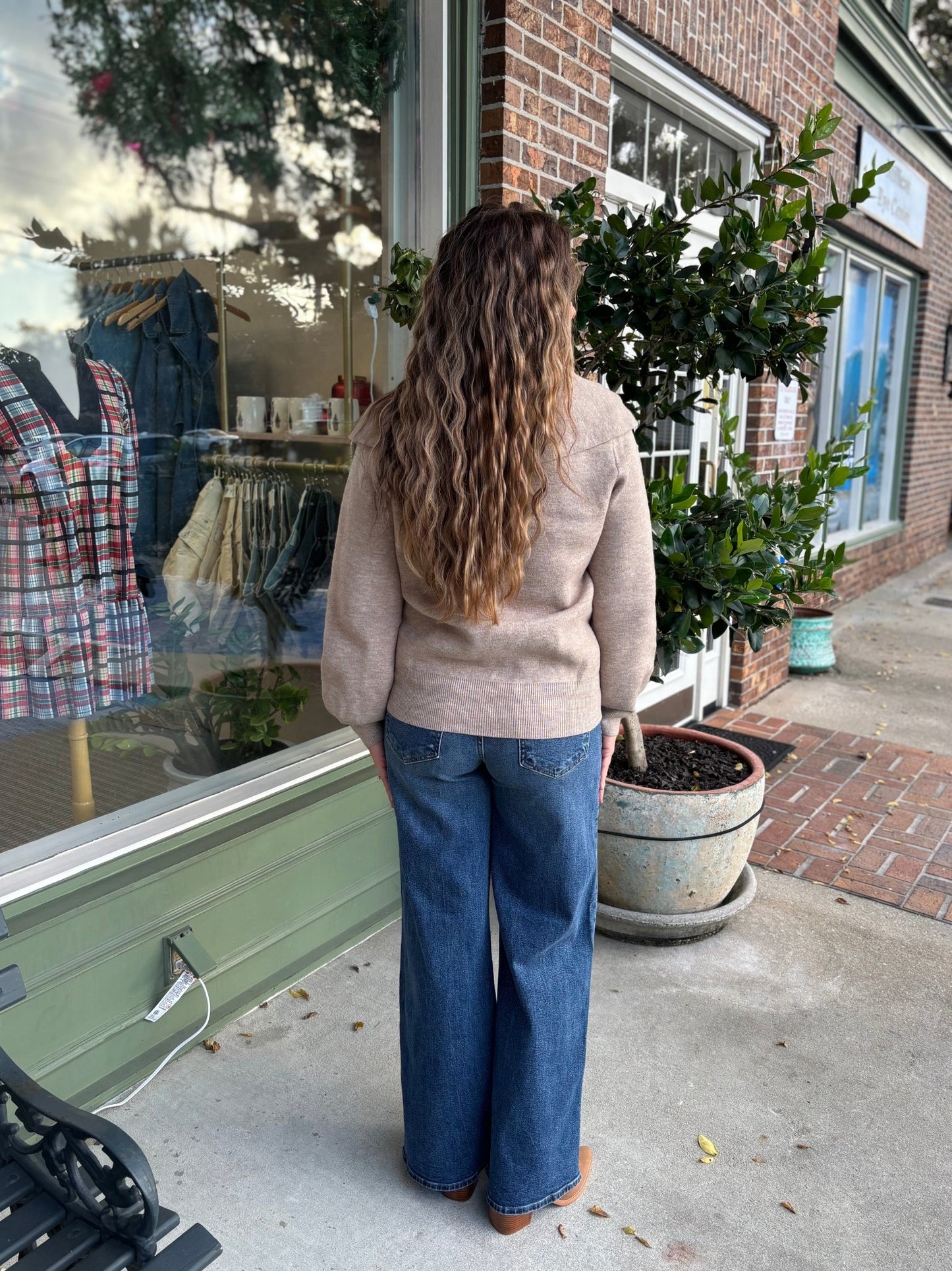 Bow Knit Sweater - Beige - KJ Clothier