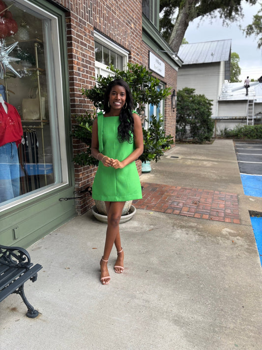 Bow Mini Dress - Green - KJ Clothier
