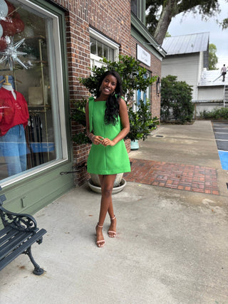 Bow Mini Dress - Green - KJ Clothier