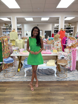 Bow Mini Dress - Green - KJ Clothier