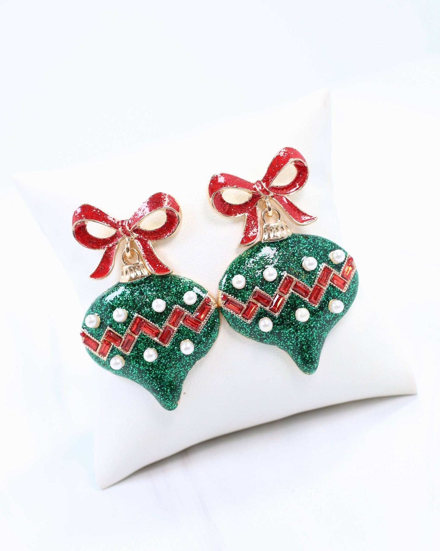 Bridger Bow and Ornament Earring - Green - KJ Clothier