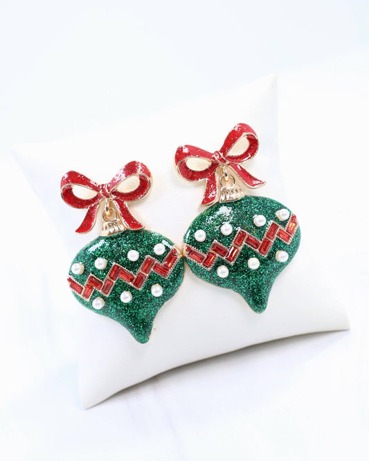Bridger Bow and Ornament Earring - Green - KJ Clothier