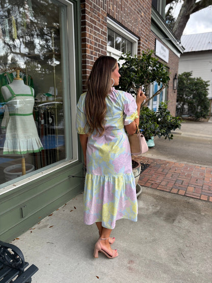 Brisa Floral Wynette Tiered Midi Dress - KJ Clothier