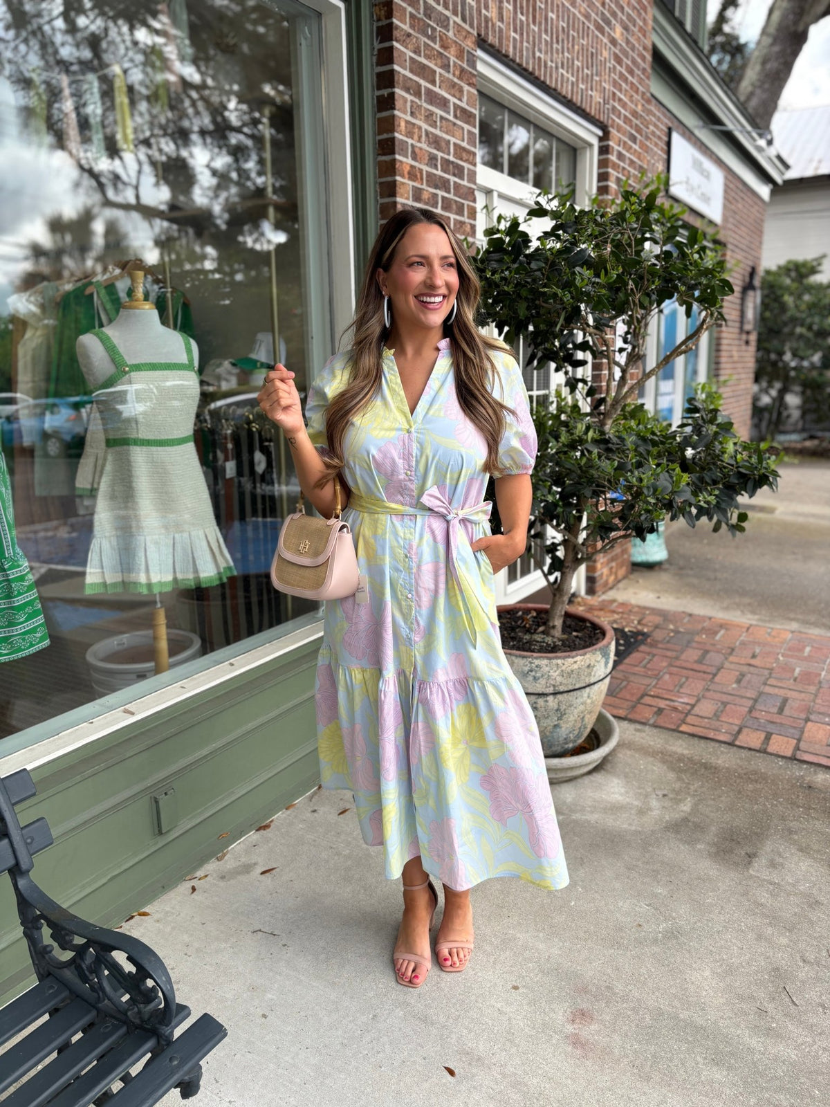 Brisa Floral Wynette Tiered Midi Dress - KJ Clothier