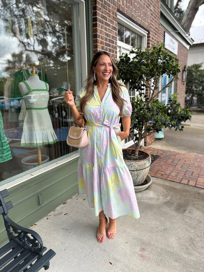 Brisa Floral Wynette Tiered Midi Dress - KJ Clothier