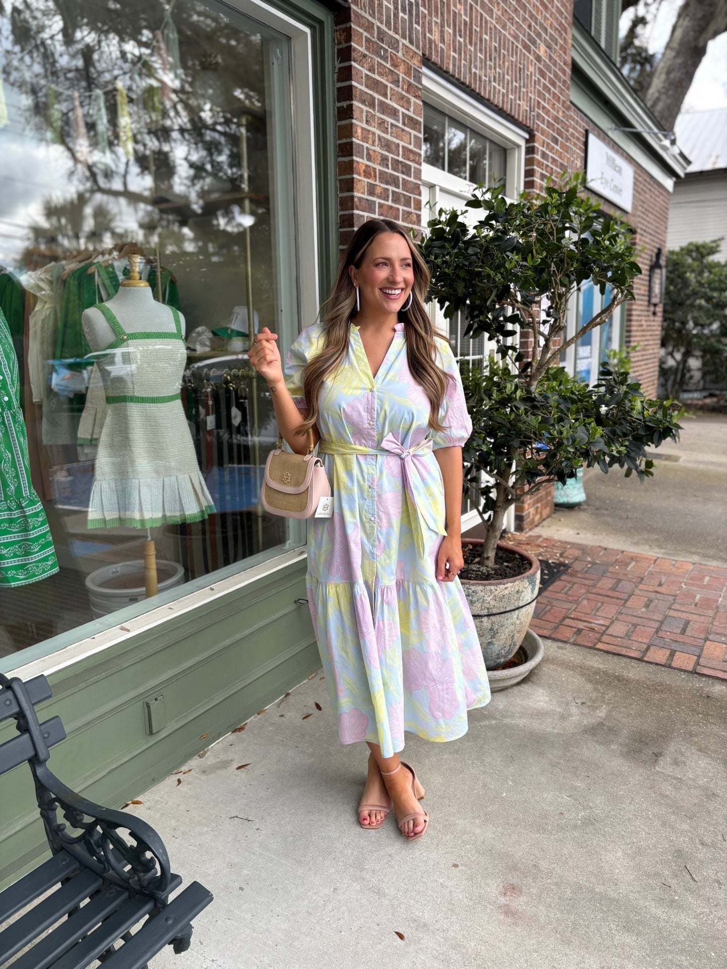 Brisa Floral Wynette Tiered Midi Dress - KJ Clothier