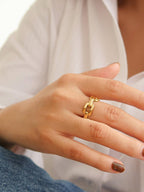 Brooklyn 18K Gold Stack Braided Non - Tarnish Ring: Yellow Gold / 7 - KJ Clothier
