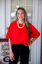 End Zone Bubble Hem Top - Red