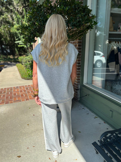 Butter Mock Neck Short Sleeve Top - Heather Gray - KJ Clothier