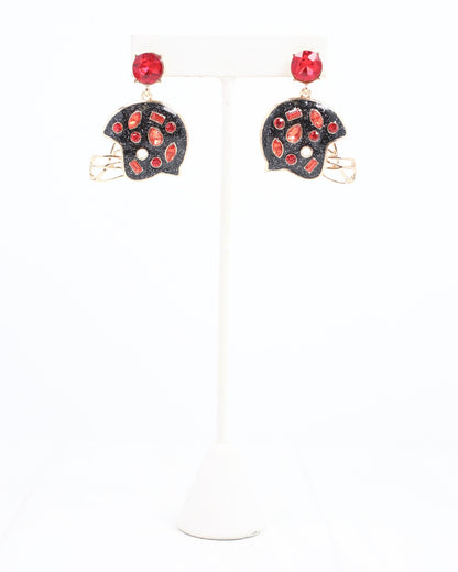 Halsey Helmet Earring Black Red: Default