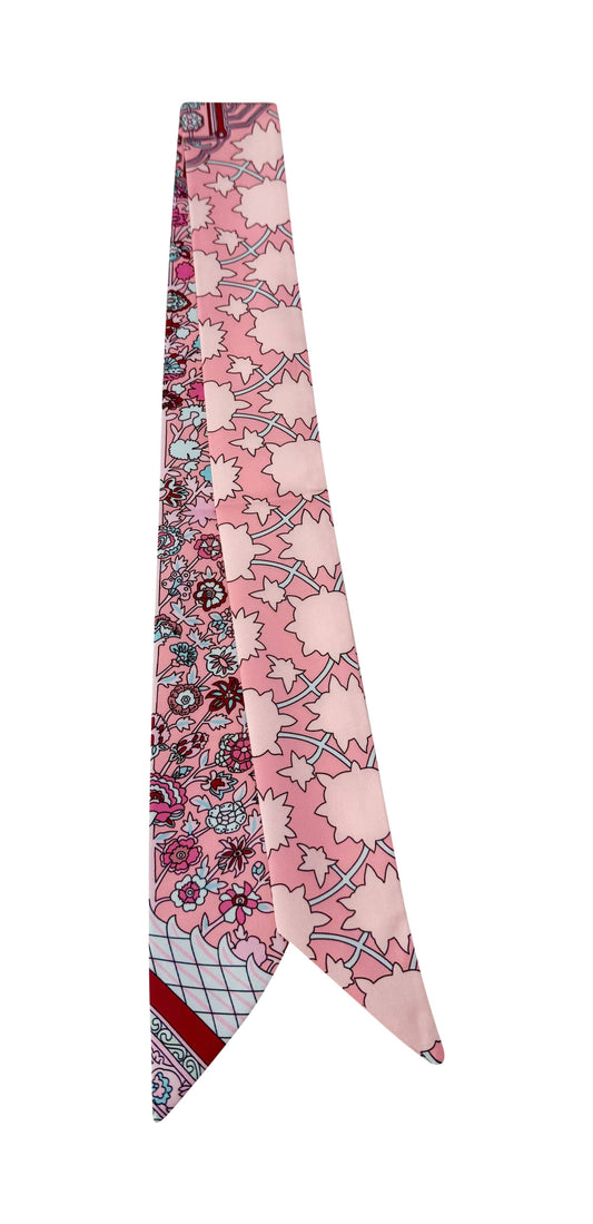 Knotted Pink Floral Scarf Necklace