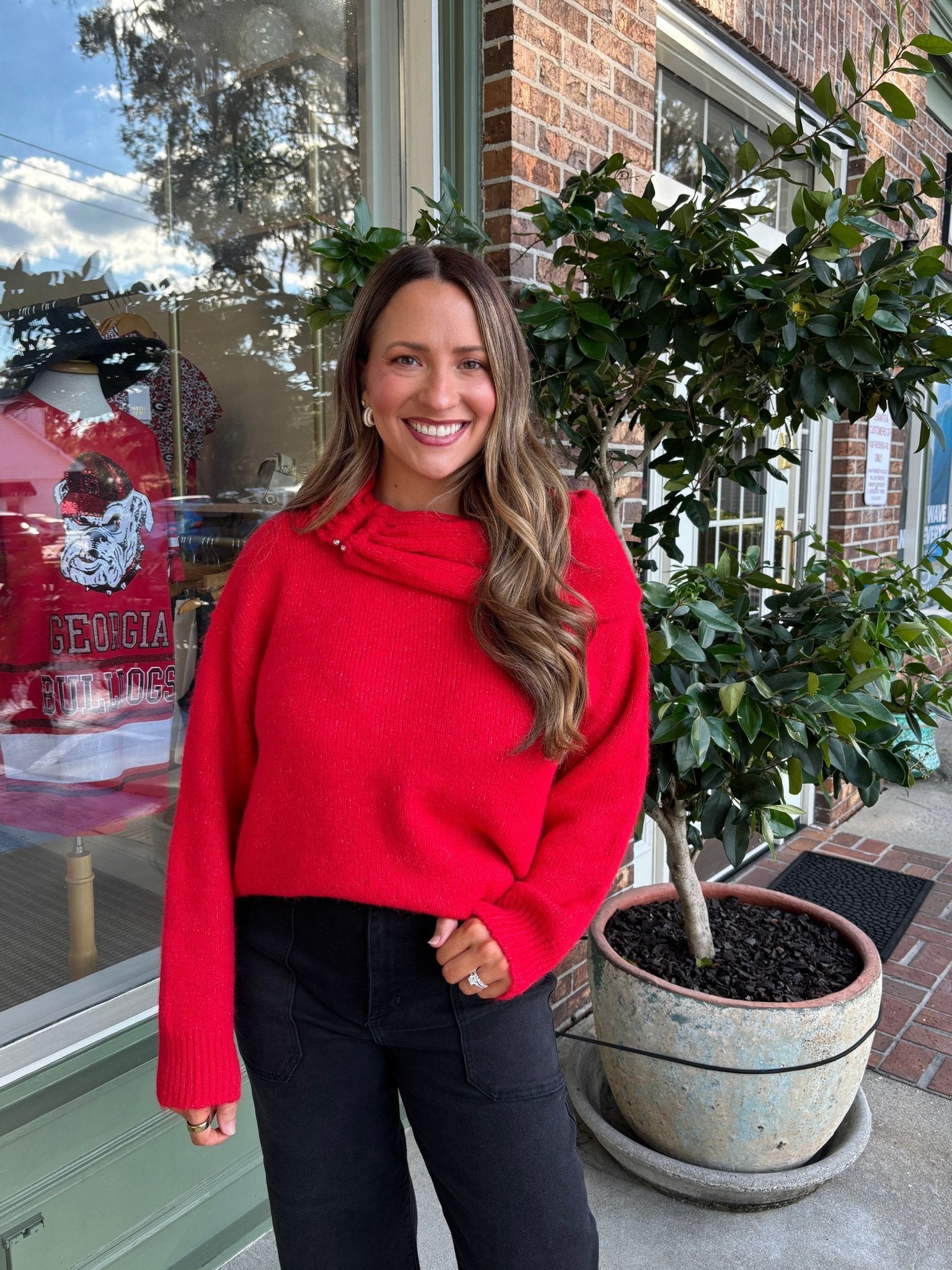 Candy Apple Off The Shoulder Sweater - KJ Clothier