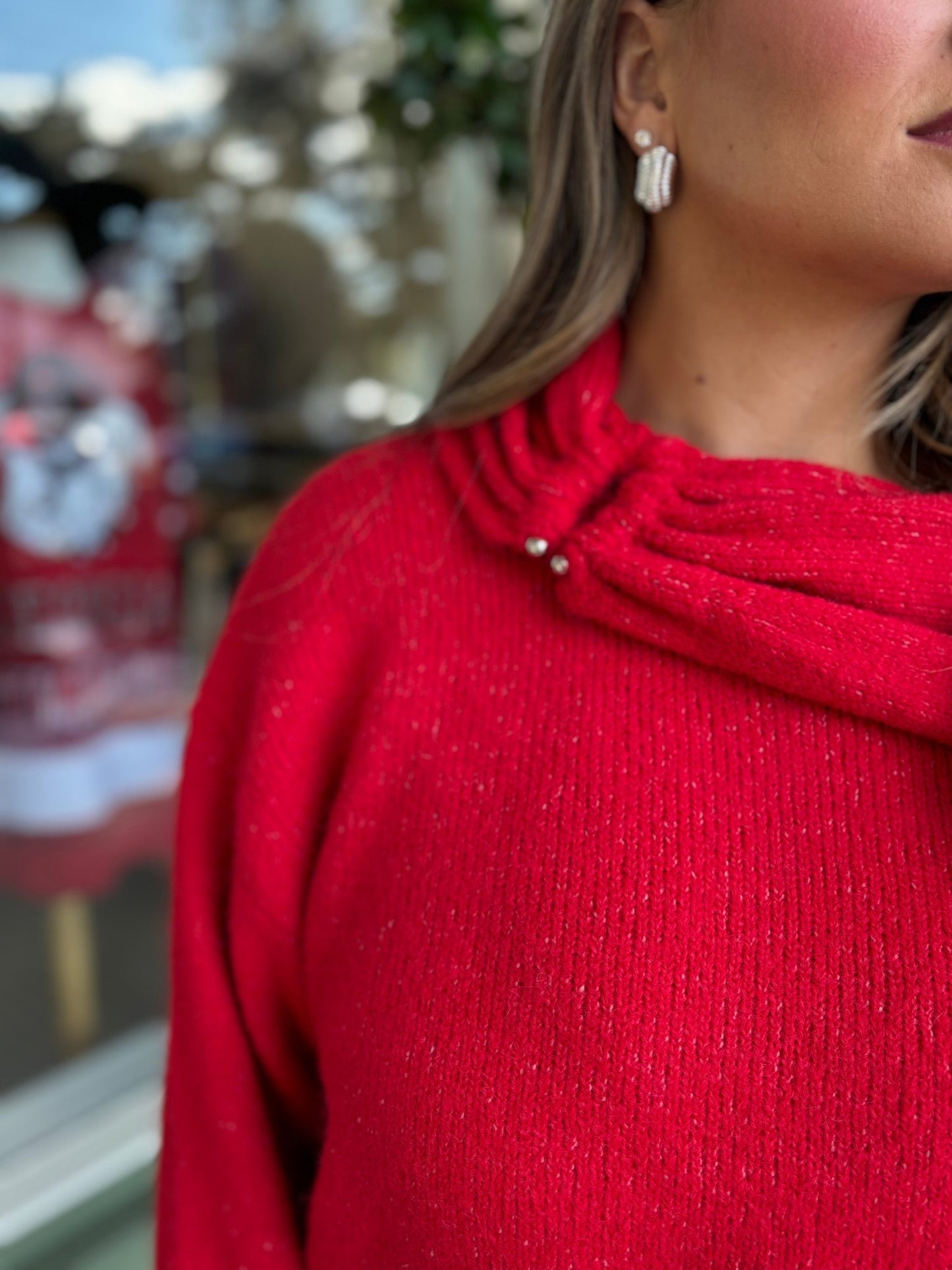 Candy Apple Off The Shoulder Sweater - KJ Clothier