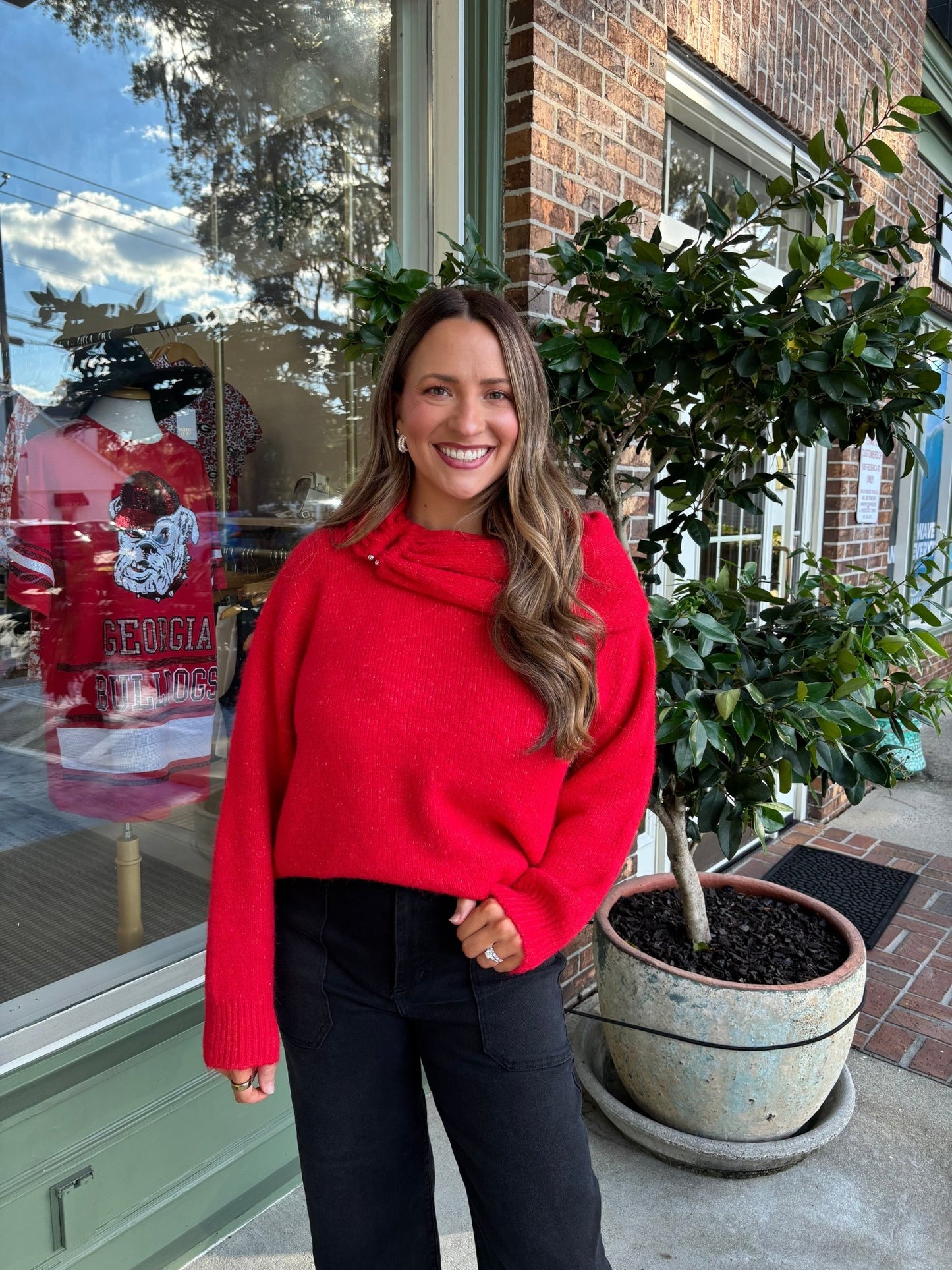 Candy Apple Off The Shoulder Sweater - KJ Clothier