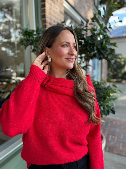 Candy Apple Off The Shoulder Sweater - KJ Clothier