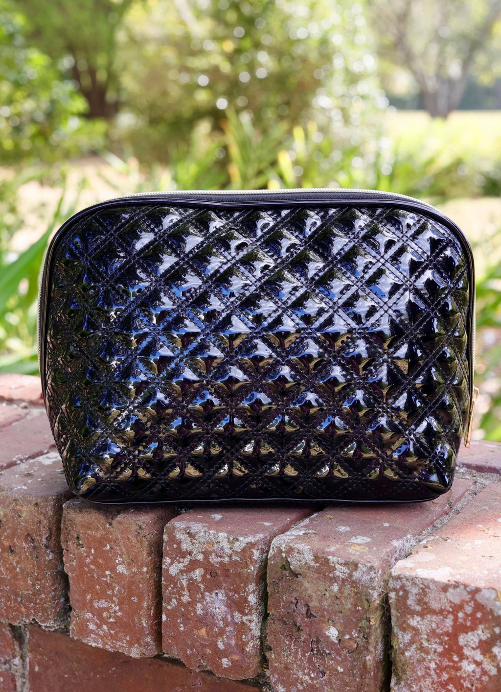 Capri Large Pouch Black Patent SQ: Default - KJ Clothier