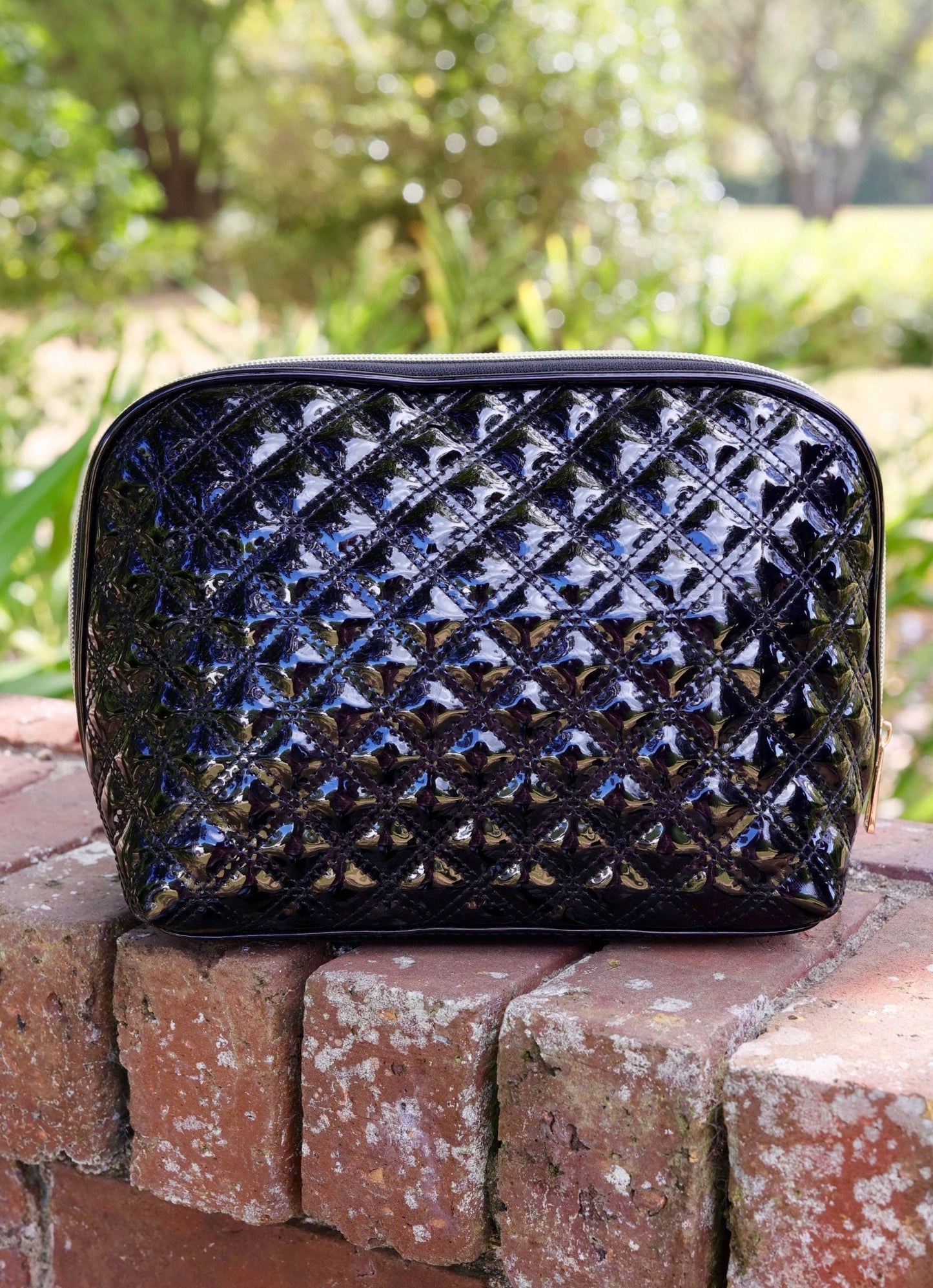 Capri Large Pouch Black Patent SQ: Default - KJ Clothier