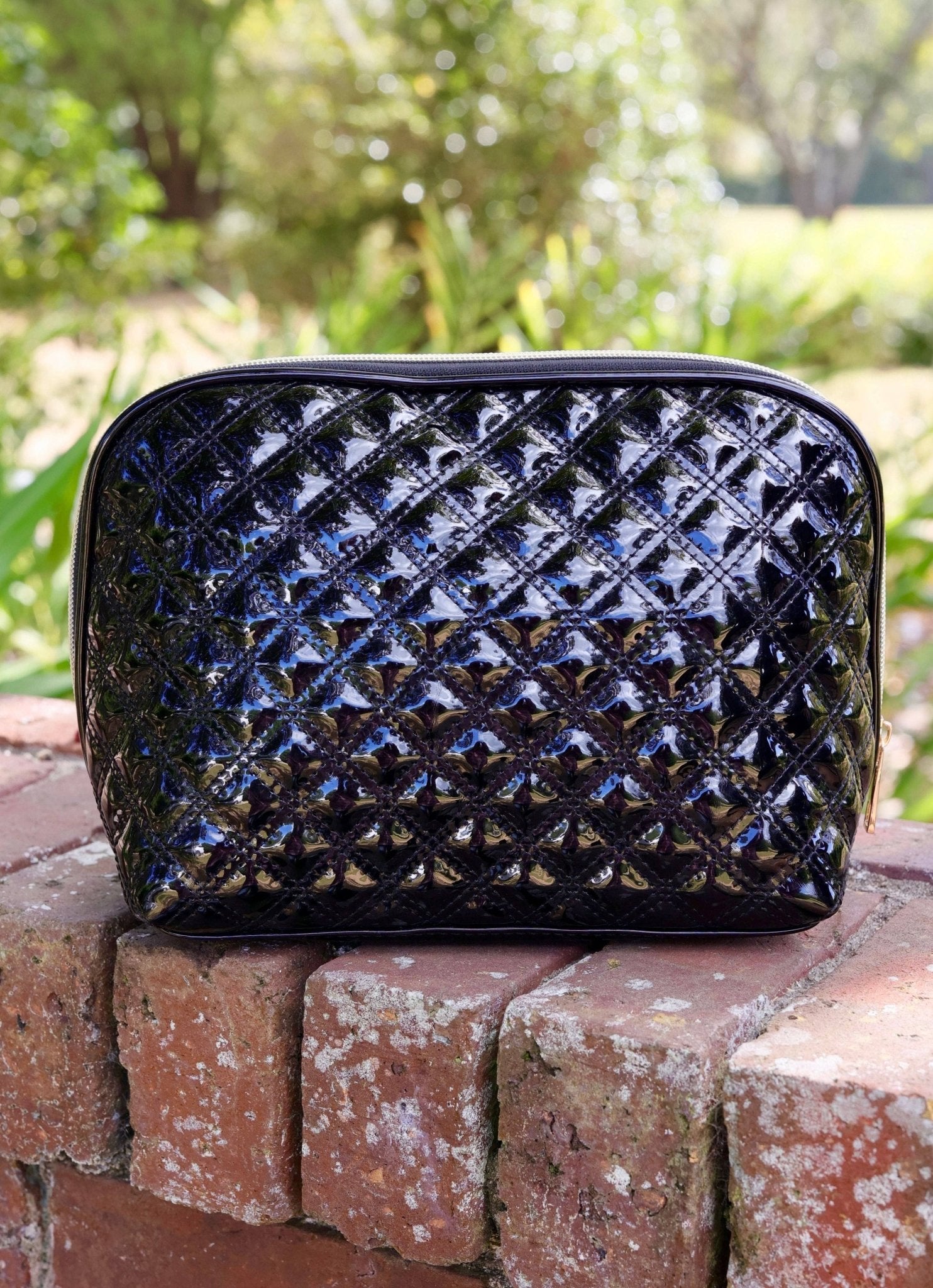 Capri Large Pouch Black Patent SQ: Default - KJ Clothier
