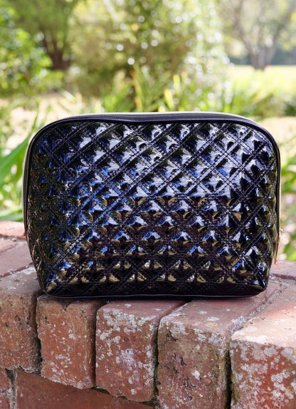 Capri Large Pouch Black Patent SQ: Default - KJ Clothier