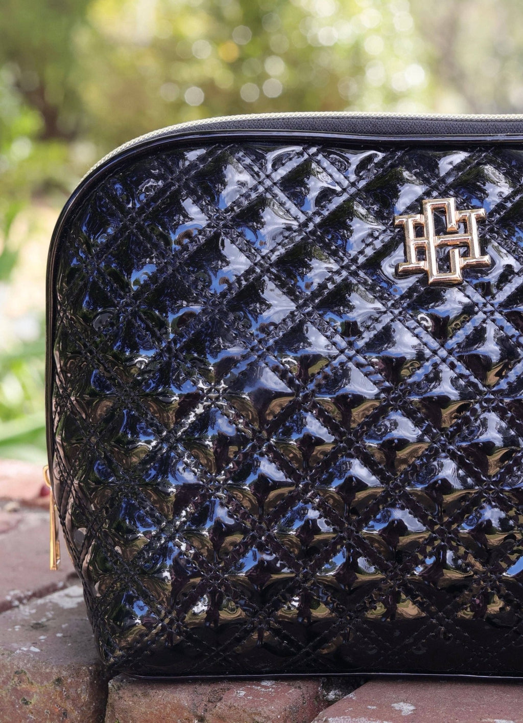 Capri Large Pouch Black Patent SQ: Default - KJ Clothier