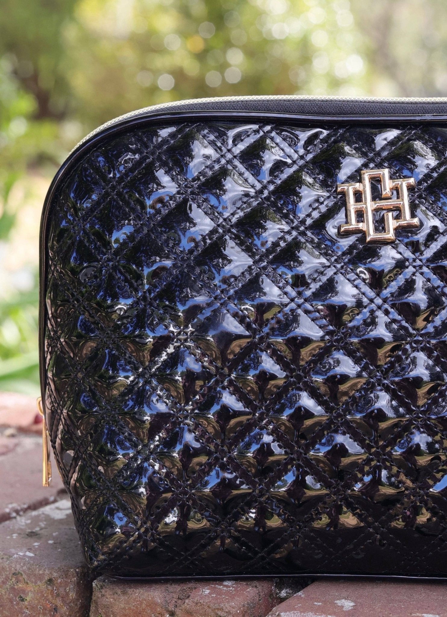 Capri Large Pouch Black Patent SQ: Default - KJ Clothier