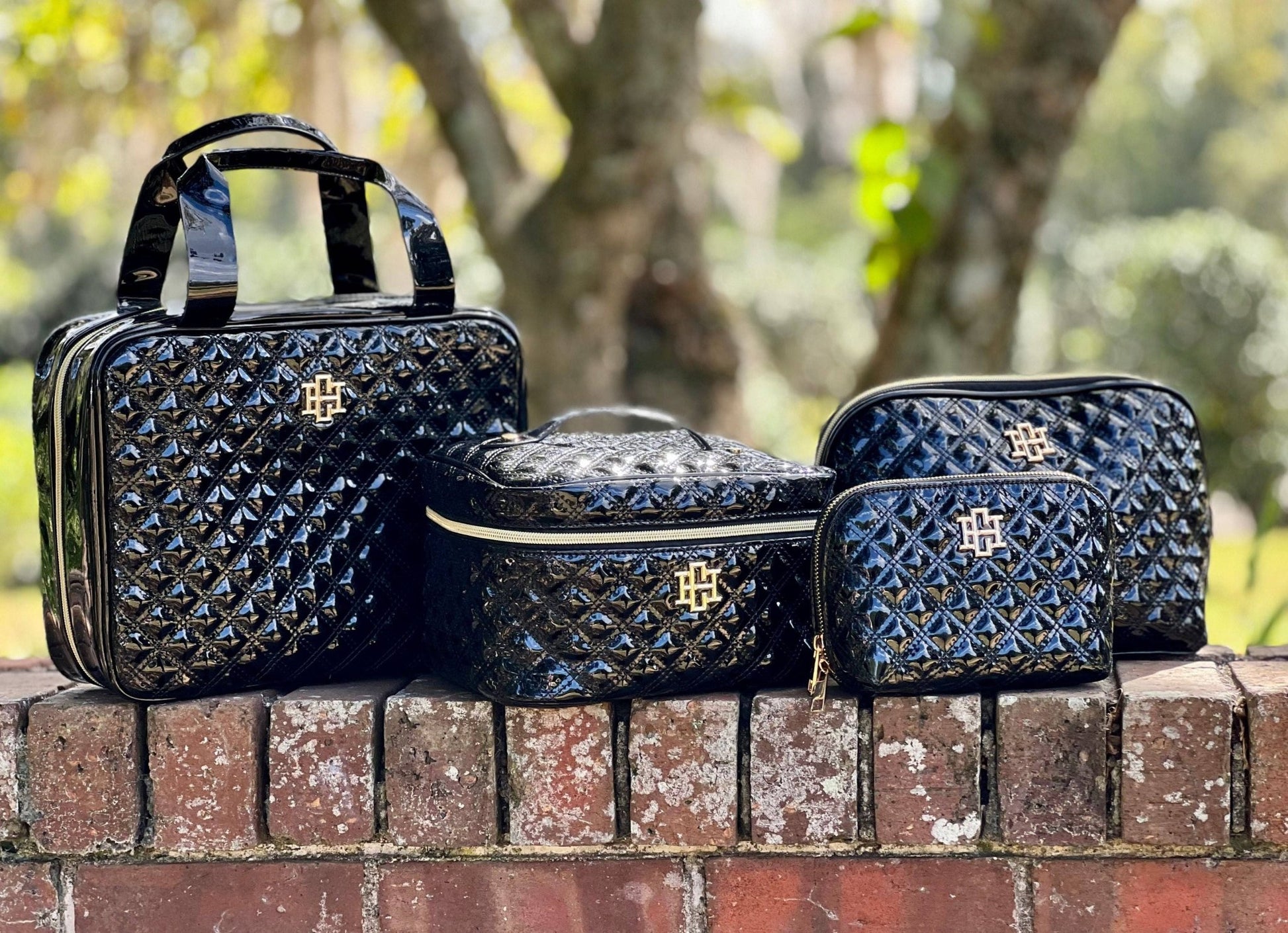 Capri Large Pouch Black Patent SQ: Default - KJ Clothier