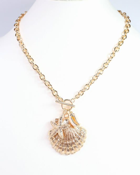 Caroline Hill - August Shell Necklace - Gold - KJ Clothier