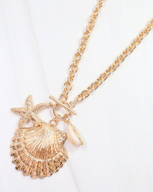 Caroline Hill - August Shell Necklace - Gold - KJ Clothier