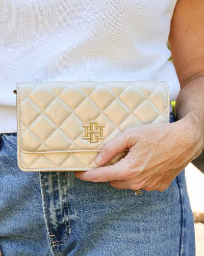 Caroline Hill - Brynleigh Clutch Crossbody - Pearl Quilted - KJ Clothier
