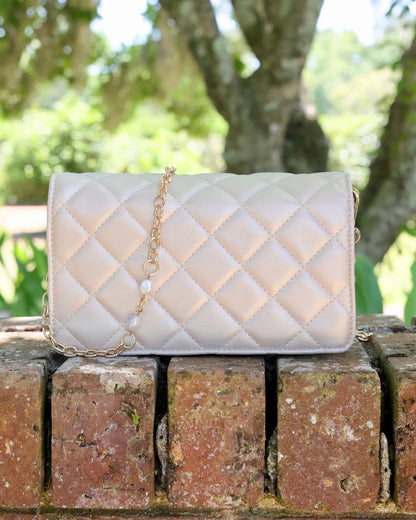 Caroline Hill - Brynleigh Clutch Crossbody - Pearl Quilted - KJ Clothier