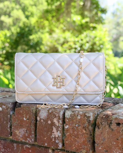 Caroline Hill - Brynleigh Clutch Crossbody - Pearl Quilted - KJ Clothier