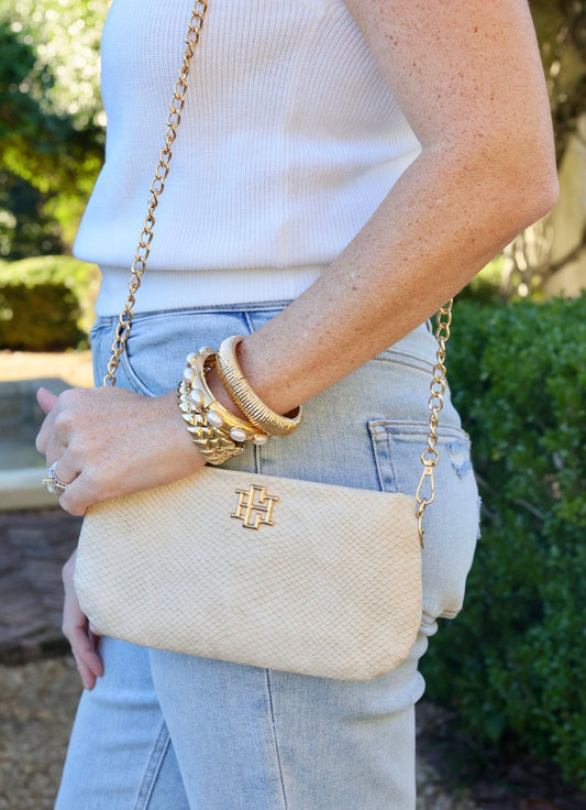 Caroline Hill - Livi Crossbody - Shimmer Champagne - KJ Clothier