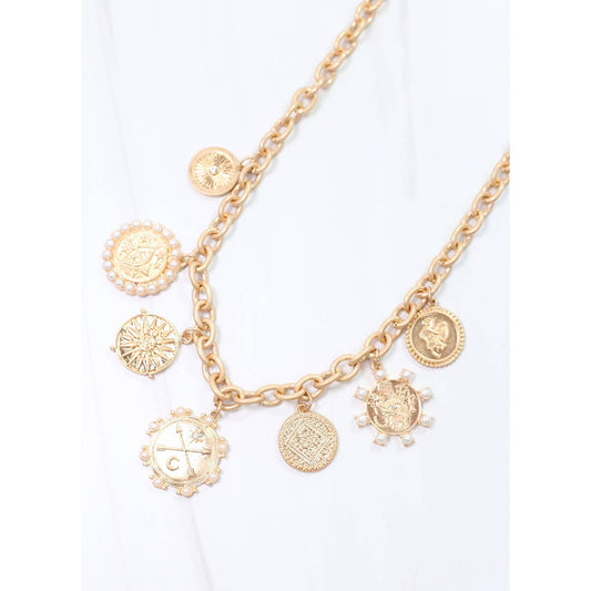 Caroline Hill - Mcwilliams Charm Necklace Worn Gold - KJ Clothier