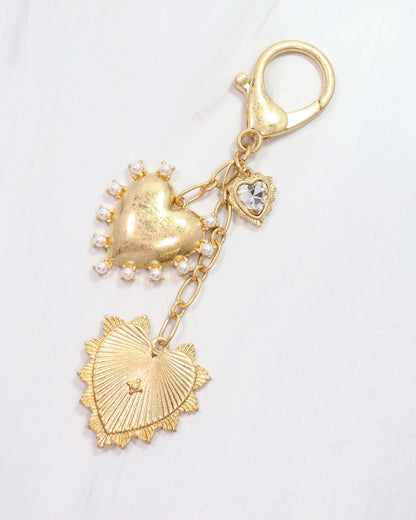 Caroline Hill - You Have My Heart Bag Charm Worn Gold - KJ Clothier