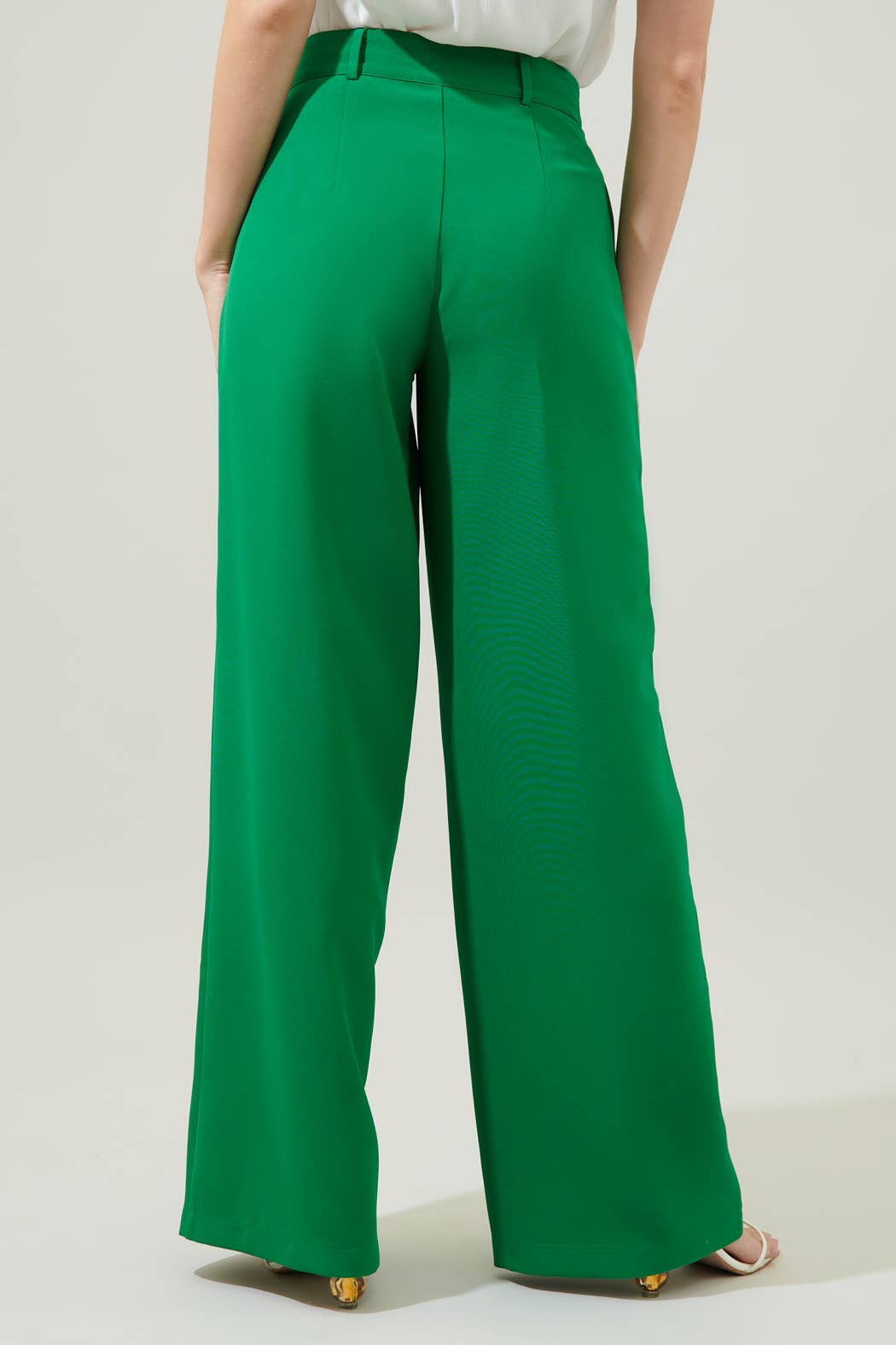 Chelsea Belted Wide Leg Trousers - Kelly - Green - KJ Clothier