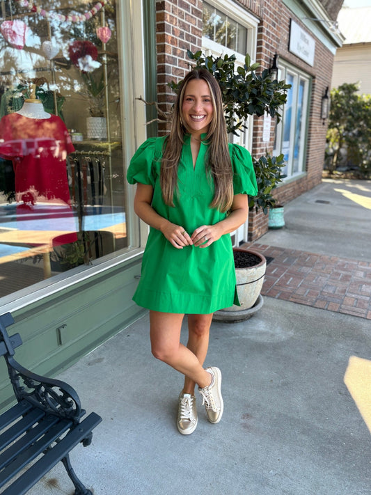 Chelsey Dress - Kelly Green - KJ Clothier