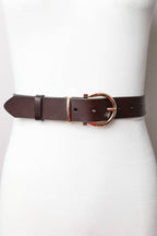 Chic Horseshoe Gold Buckle Belt – Brown - KJ Clothier
