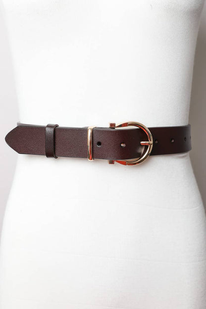 Chic Horseshoe Gold Buckle Belt – Brown - KJ Clothier