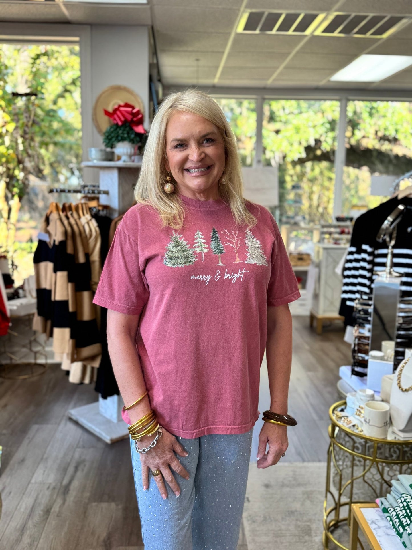 Classic Christmas Tree Tee - Crimson - KJ Clothier