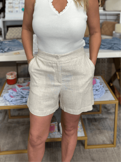 Classic Linen Shorts - Light Beige - KJ Clothier
