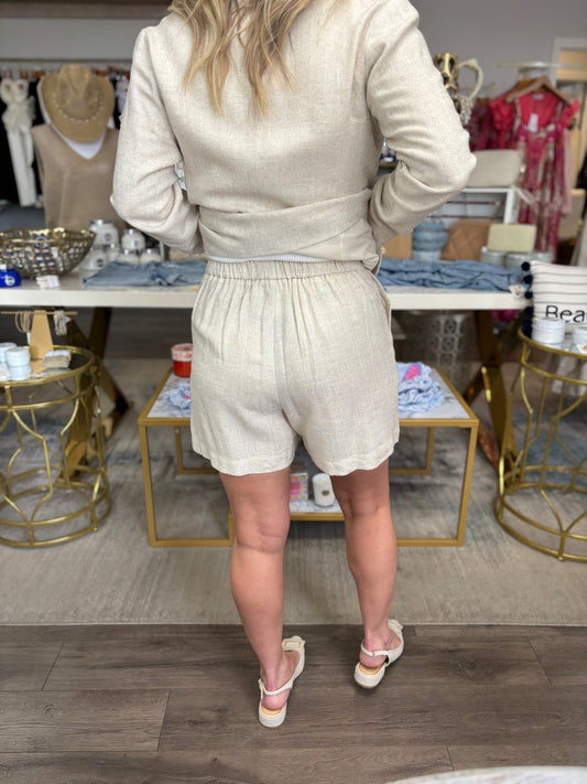 Classic Linen Shorts - Light Beige - KJ Clothier