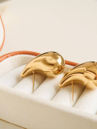 Colette 18K Gold Non - Tarnish Large Huggie Droplet Earring: Yellow Gold - KJ Clothier