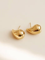 Colette 18K Gold Non - Tarnish Large Huggie Droplet Earring: Yellow Gold - KJ Clothier