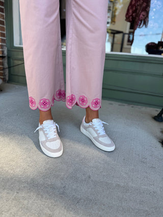 Colette Scallop - Hem Wide - Leg Pants - Baby Pink - KJ Clothier