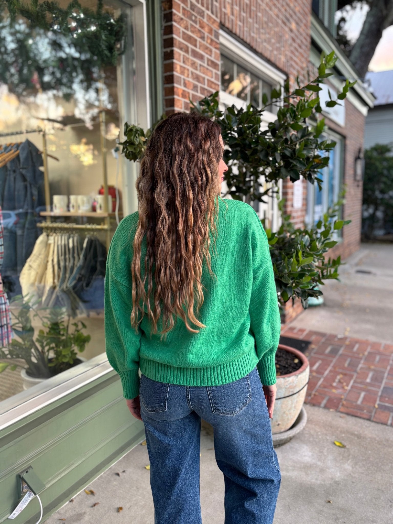 Colorful Christmas - Light Embellishment Cozy Sweater - Green - KJ Clothier