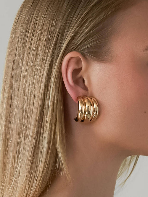 Colton 18K Gold Non - Tarnish Layered Spiral Earring: Yellow Gold - KJ Clothier