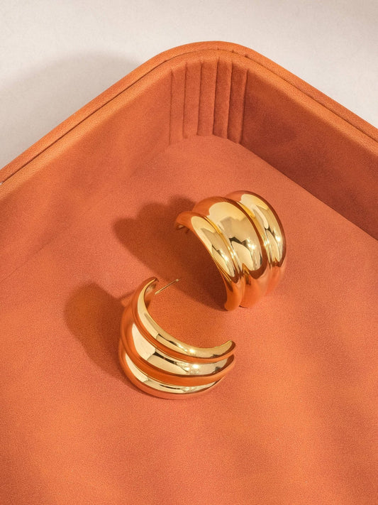 Colton 18K Gold Non - Tarnish Layered Spiral Earring: Yellow Gold - KJ Clothier